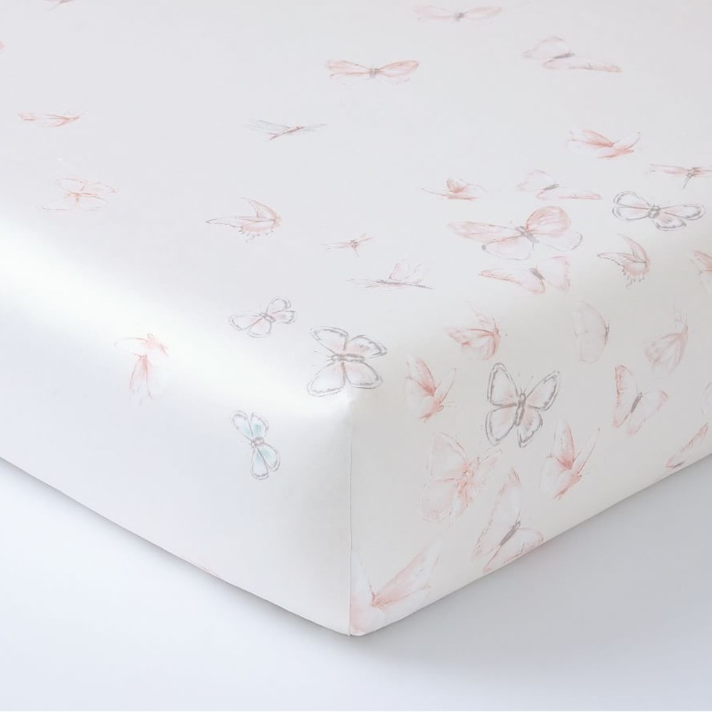 Pottery Barn Kids -Monique Lhuillier Ethereal Butterfly Sateen Crib Fitted Sheet
